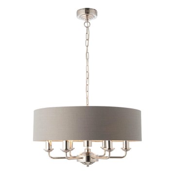 Endon 94373 - Pendel med kædeophæng HIGHCLERE 6xE14/40W/230V grå/skinnende krom