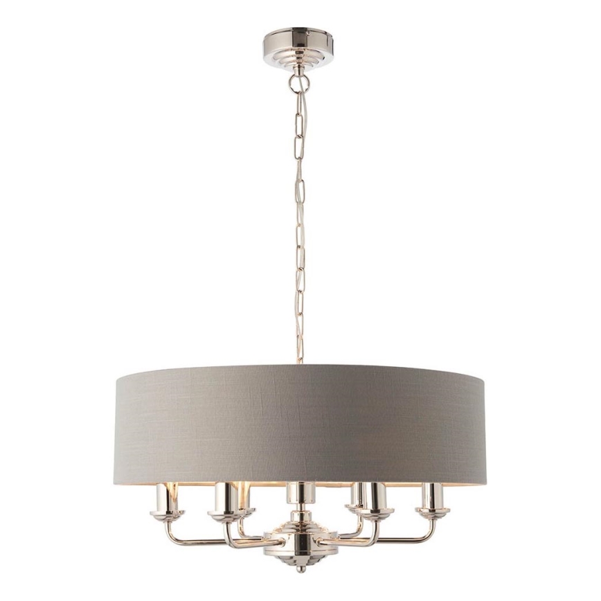 Endon 94373 - Pendel med kædeophæng HIGHCLERE 6xE14/40W/230V grå/skinnende krom