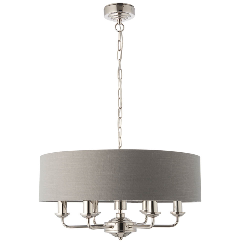 Endon 94373 - Pendel med kædeophæng HIGHCLERE 6xE14/40W/230V grå/skinnende krom