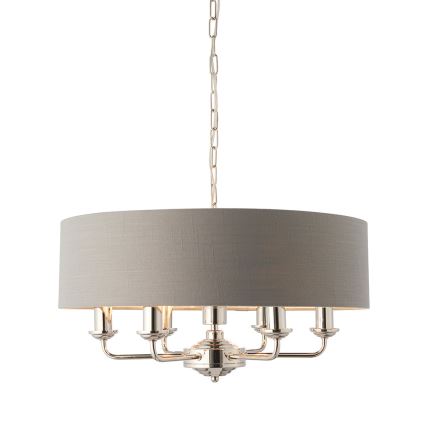 Endon 94373 - Pendel med kædeophæng HIGHCLERE 6xE14/40W/230V grå/skinnende krom