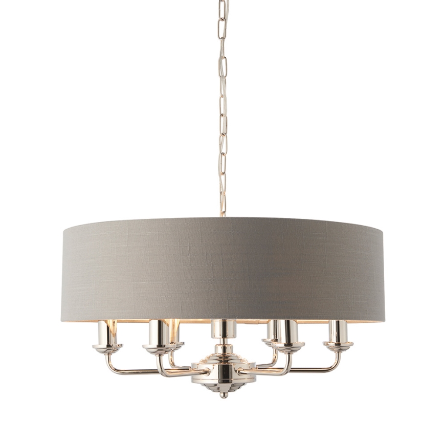 Endon 94373 - Pendel med kædeophæng HIGHCLERE 6xE14/40W/230V grå/skinnende krom