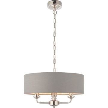 Endon 94377 - Pendel med kædeophæng HIGHCLERE 3xE14/40W/230V grå/skinnende krom