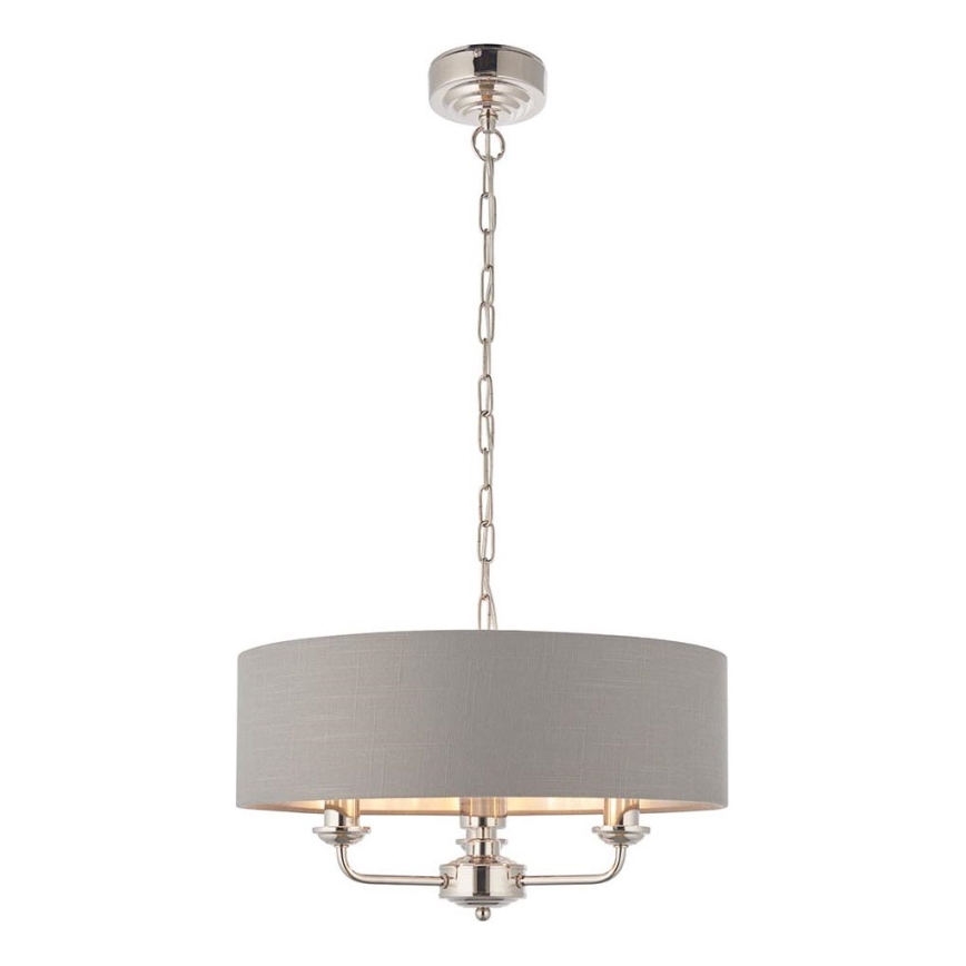 Endon 94377 - Pendel med kædeophæng HIGHCLERE 3xE14/40W/230V grå/skinnende krom