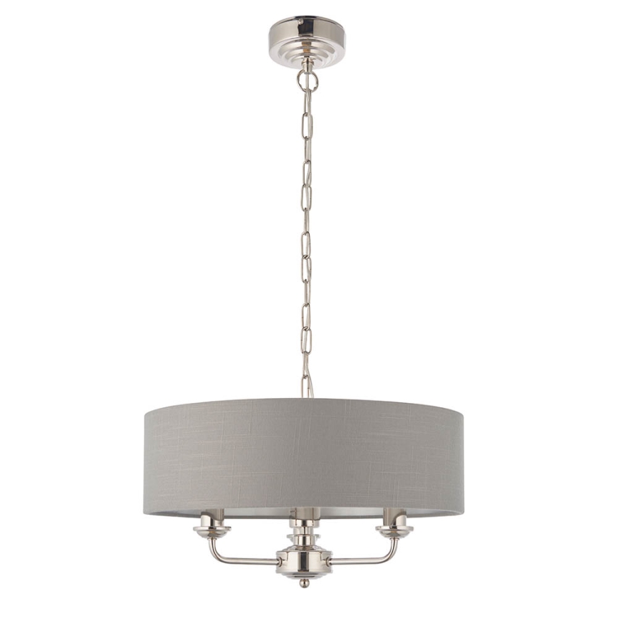Endon 94377 - Pendel med kædeophæng HIGHCLERE 3xE14/40W/230V grå/skinnende krom