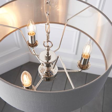 Endon 94377 - Pendel med kædeophæng HIGHCLERE 3xE14/40W/230V grå/skinnende krom