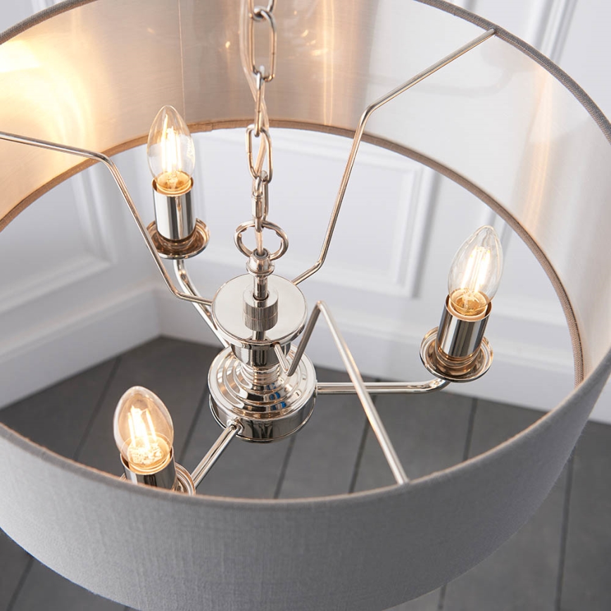 Endon 94377 - Pendel med kædeophæng HIGHCLERE 3xE14/40W/230V grå/skinnende krom