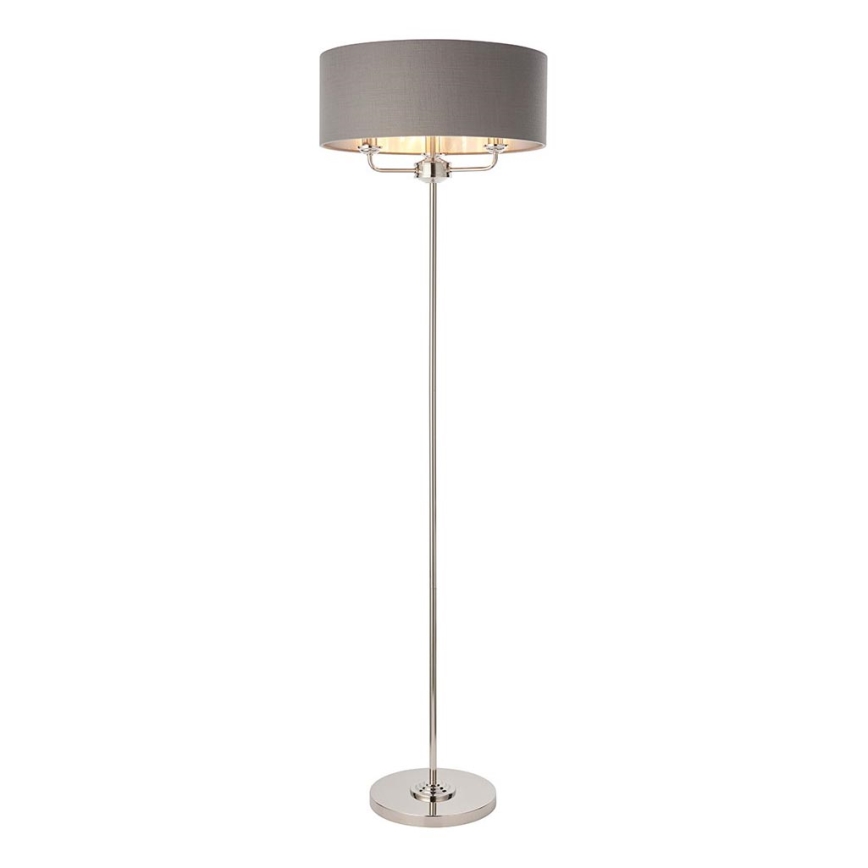 Endon 94378 - Gulvlampe HIGHCLERE 1xE14/40W/230V grå/skinnende krom diameter 47 cm
