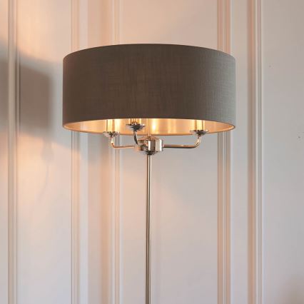 Endon 94378 - Gulvlampe HIGHCLERE 1xE14/40W/230V grå/skinnende krom