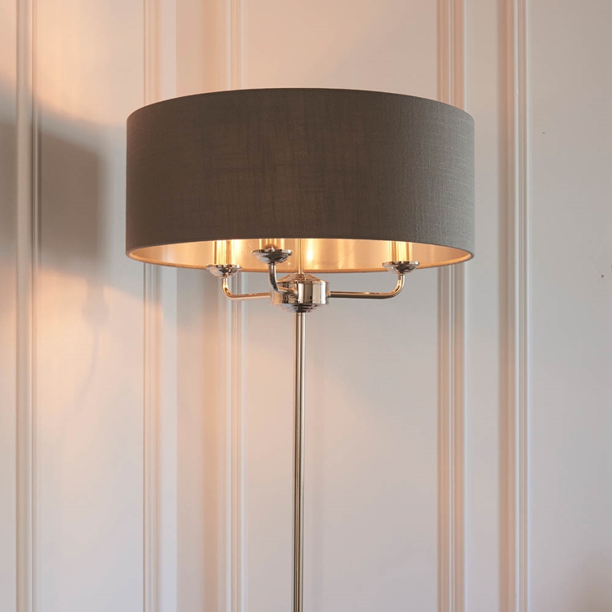 Endon 94378 - Gulvlampe HIGHCLERE 1xE14/40W/230V grå/skinnende krom