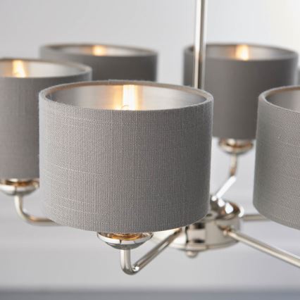 Endon 94381 - Pendel med kædeophæng HIGHCLERE 6xE14/28W/230V grå/skinnende krom