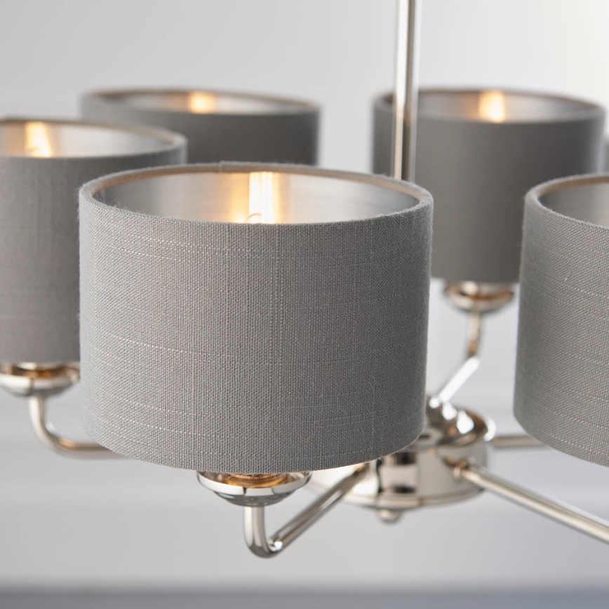 Endon 94381 - Pendel med kædeophæng HIGHCLERE 6xE14/28W/230V grå/skinnende krom