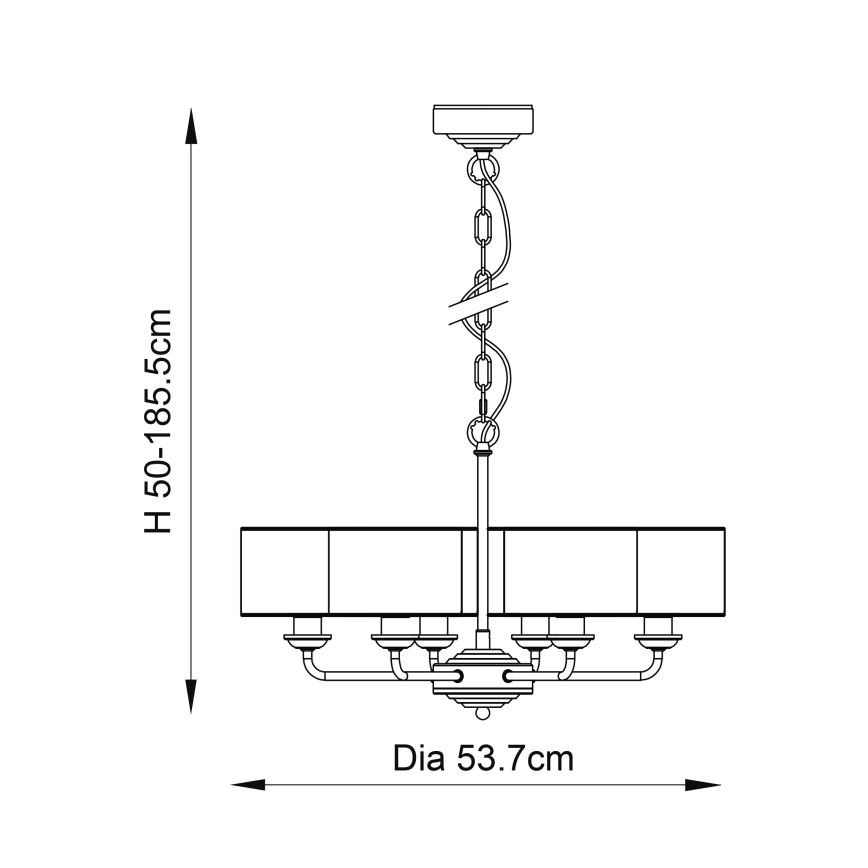 Endon 94381 - Pendel med kædeophæng HIGHCLERE 6xE14/28W/230V grå/skinnende krom