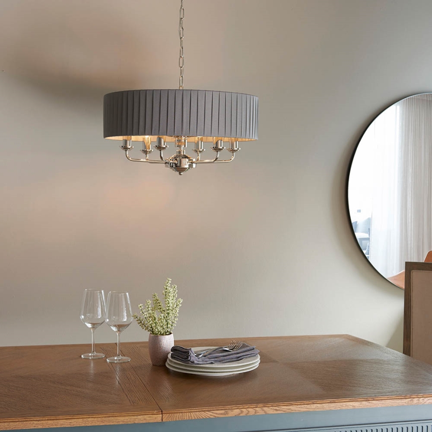 Endon 94397 - Pendel med kædeophæng HIGHCLERE 6xE14/40W/230V grå/skinnende krom