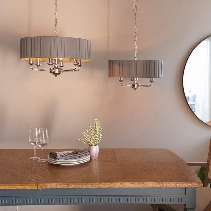 Endon 94397 - Pendel med kædeophæng HIGHCLERE 6xE14/40W/230V grå/skinnende krom