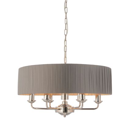 Endon 94397 - Pendel med kædeophæng HIGHCLERE 6xE14/40W/230V grå/skinnende krom