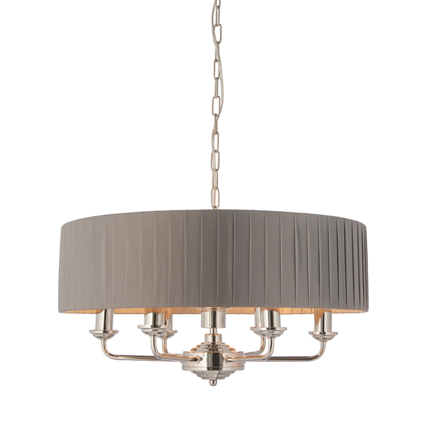 Endon 94397 - Pendel med kædeophæng HIGHCLERE 6xE14/40W/230V grå/skinnende krom