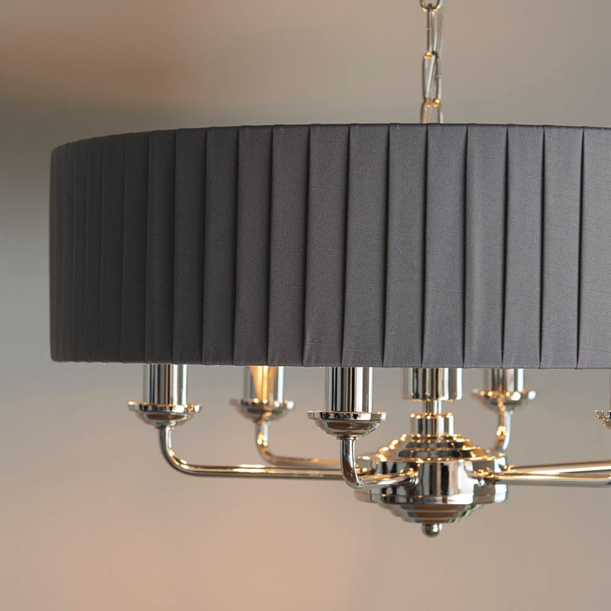 Endon 94397 - Pendel med kædeophæng HIGHCLERE 6xE14/40W/230V grå/skinnende krom