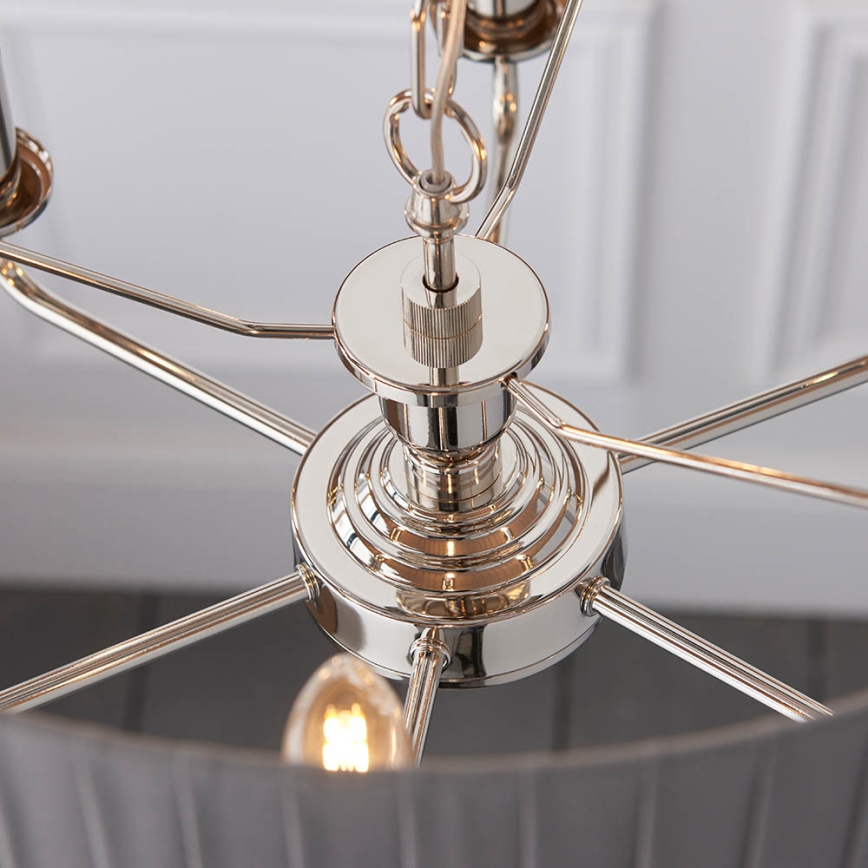 Endon 94397 - Pendel med kædeophæng HIGHCLERE 6xE14/40W/230V grå/skinnende krom