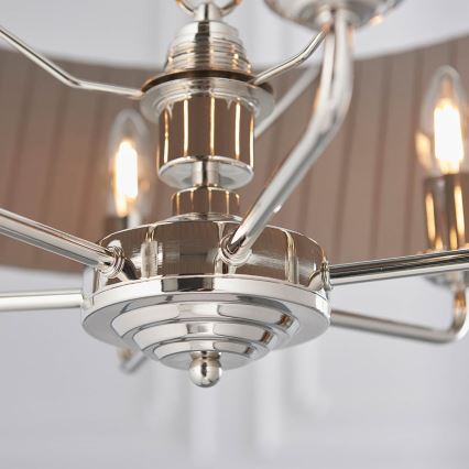 Endon 94397 - Pendel med kædeophæng HIGHCLERE 6xE14/40W/230V grå/skinnende krom