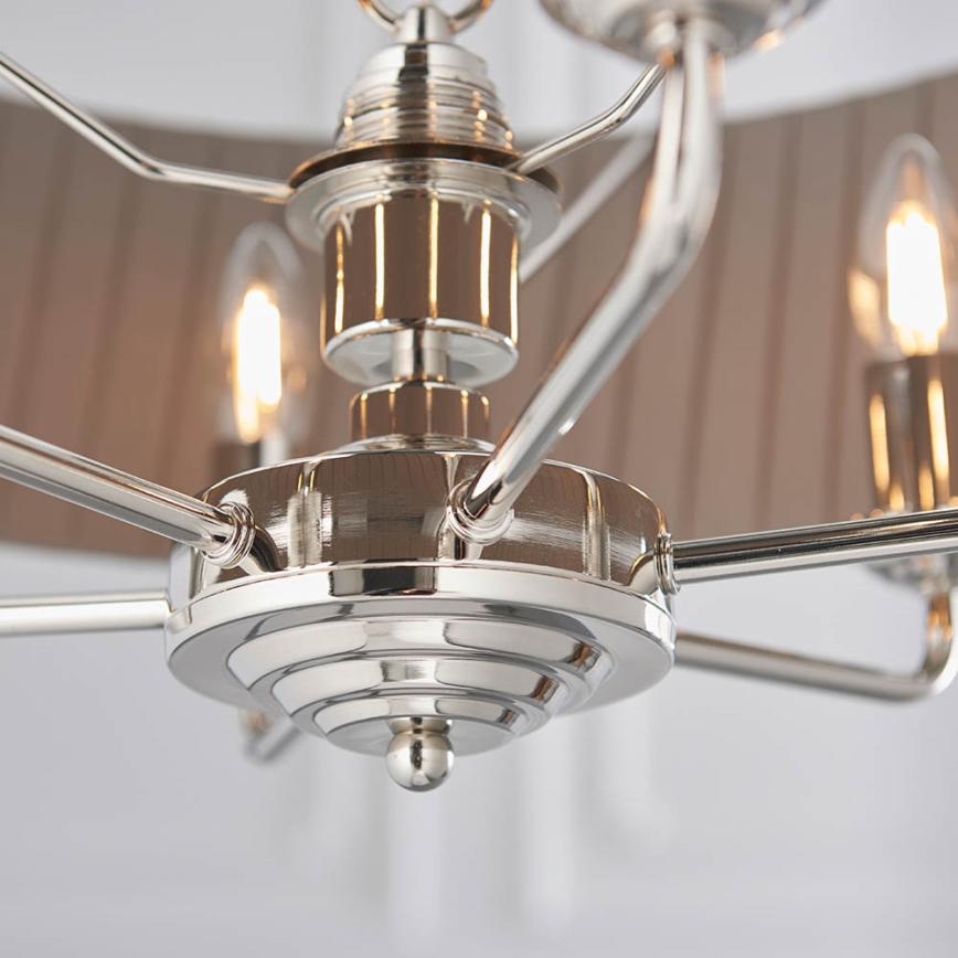 Endon 94397 - Pendel med kædeophæng HIGHCLERE 6xE14/40W/230V grå/skinnende krom