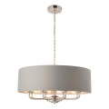 Endon 94415 - Pendel med kædeophæng HIGHCLERE 8xE14/40W/230V grå/skinnende krom diameter 70 cm