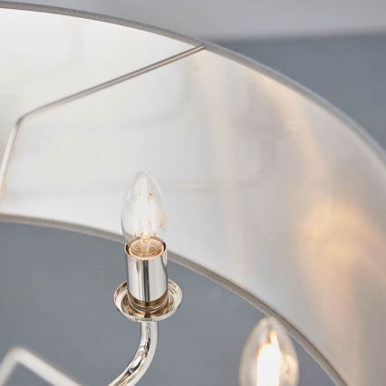 Endon 94415 - Pendel med kædeophæng HIGHCLERE 8xE14/40W/230V grå/skinnende krom diameter 70 cm
