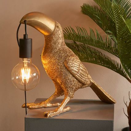 Endon 95077 - Bordlampe TOCO TOUCAN 1xE27/10W/230V guldfarvet