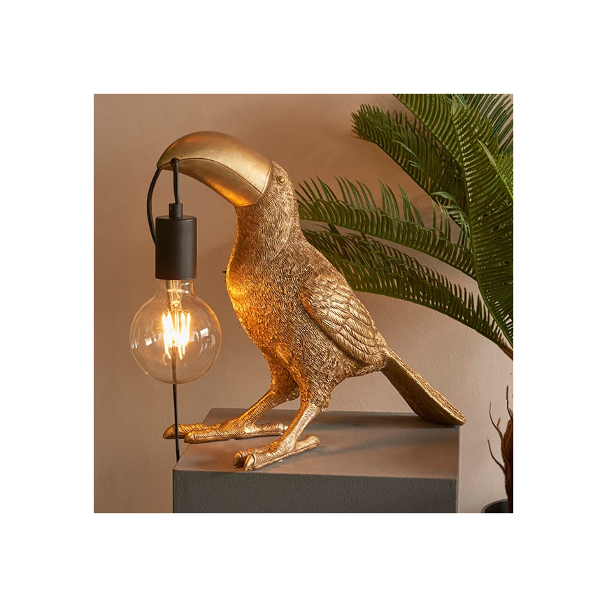 Endon 95077 - Bordlampe TOCO TOUCAN 1xE27/10W/230V guldfarvet