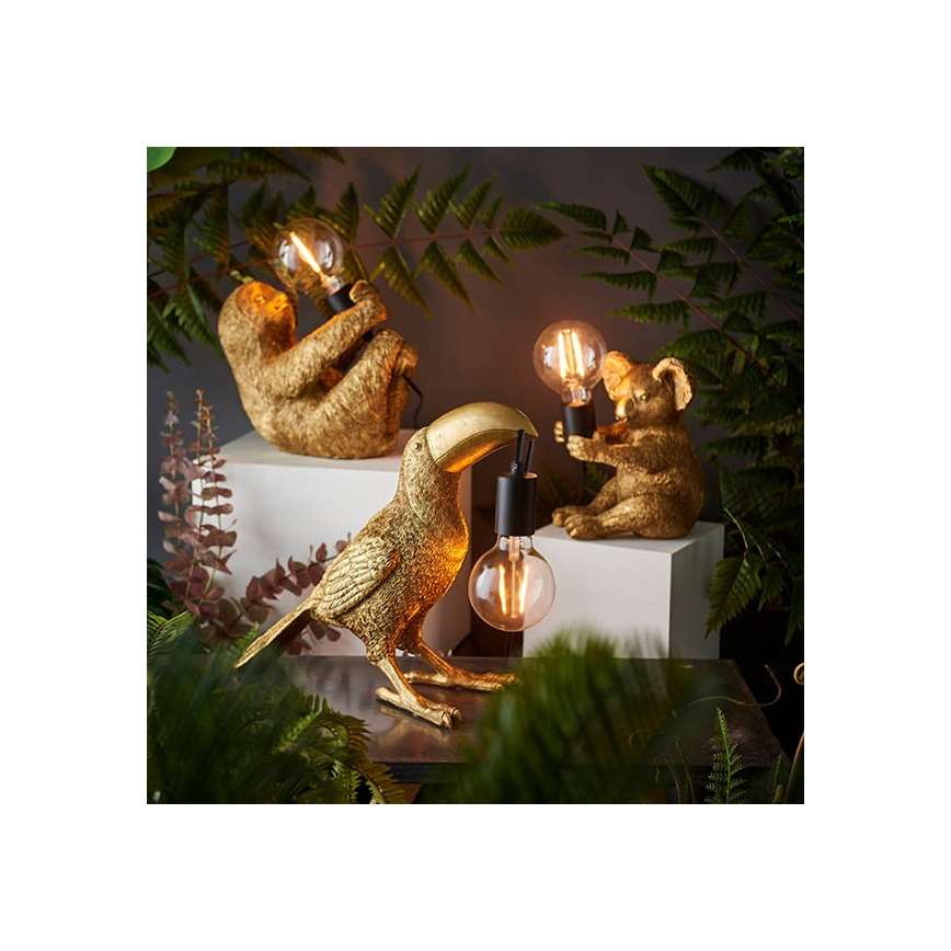 Endon 95077 - Bordlampe TOCO TOUCAN 1xE27/10W/230V guldfarvet