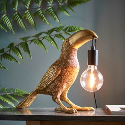 Endon 95077 - Bordlampe TOCO TOUCAN 1xE27/10W/230V guldfarvet