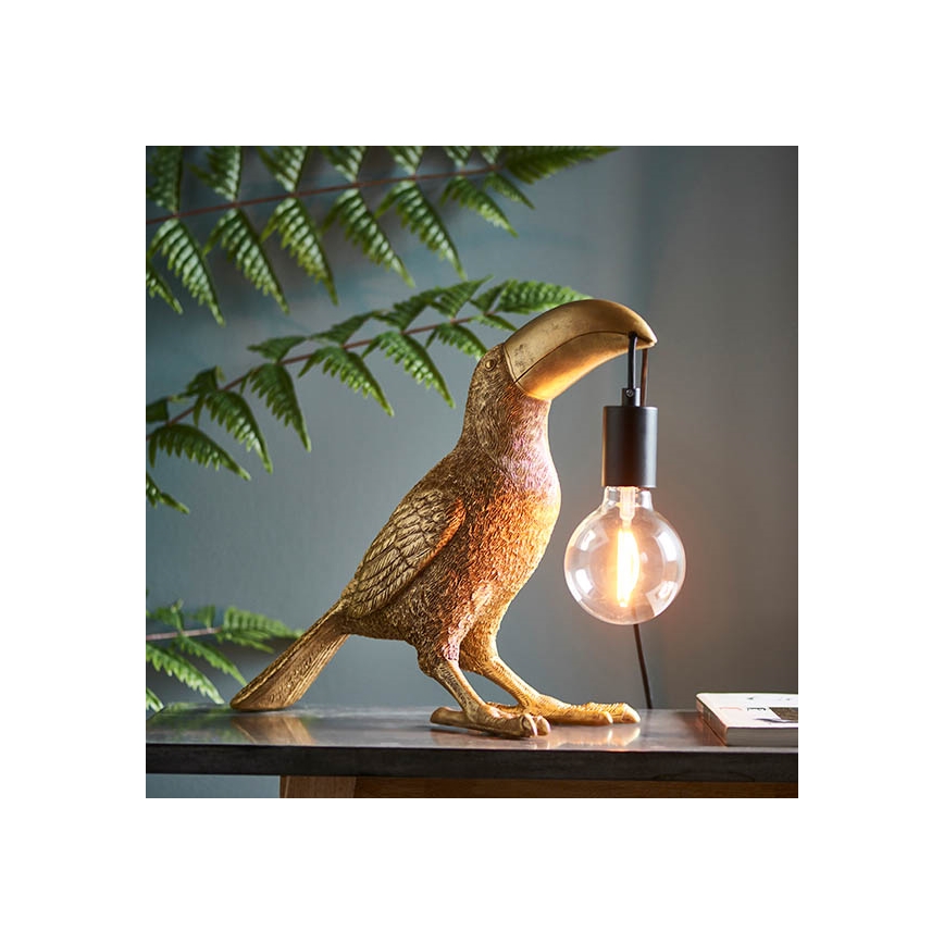 Endon 95077 - Bordlampe TOCO TOUCAN 1xE27/10W/230V guldfarvet