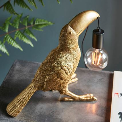 Endon 95077 - Bordlampe TOCO TOUCAN 1xE27/10W/230V guldfarvet