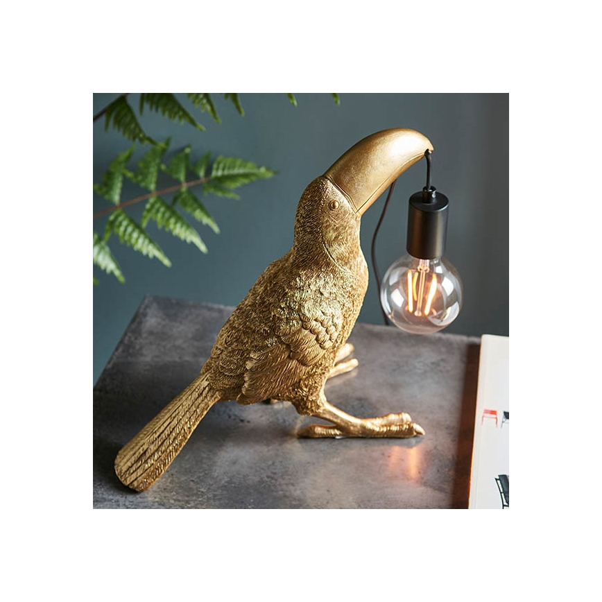 Endon 95077 - Bordlampe TOCO TOUCAN 1xE27/10W/230V guldfarvet