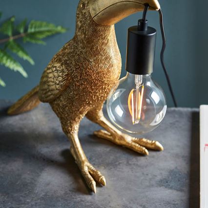 Endon 95077 - Bordlampe TOCO TOUCAN 1xE27/10W/230V guldfarvet