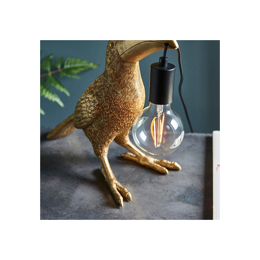 Endon 95077 - Bordlampe TOCO TOUCAN 1xE27/10W/230V guldfarvet