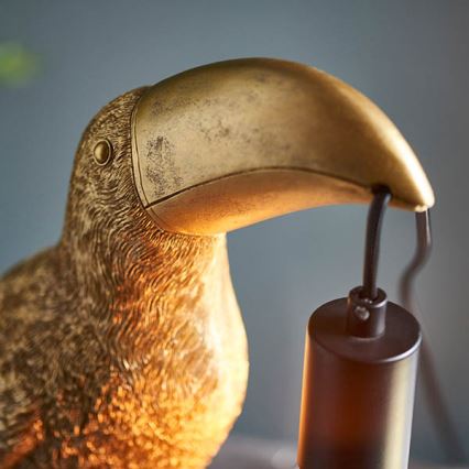 Endon 95077 - Bordlampe TOCO TOUCAN 1xE27/10W/230V guldfarvet