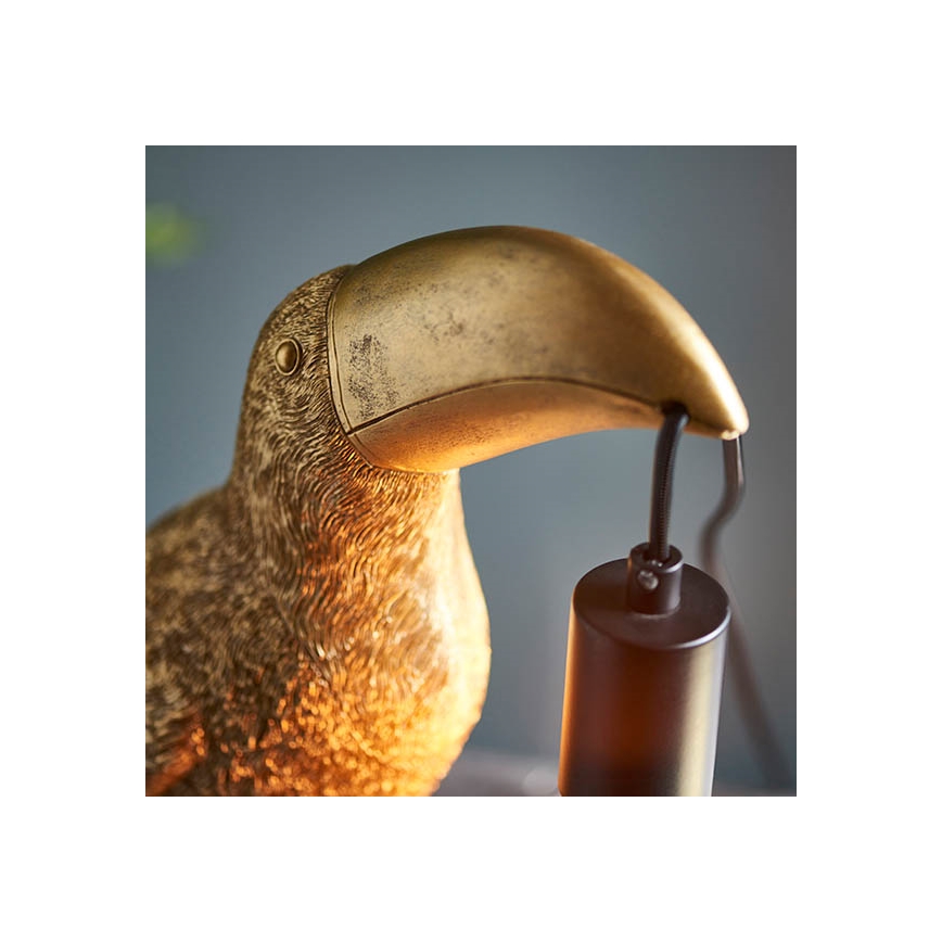Endon 95077 - Bordlampe TOCO TOUCAN 1xE27/10W/230V guldfarvet