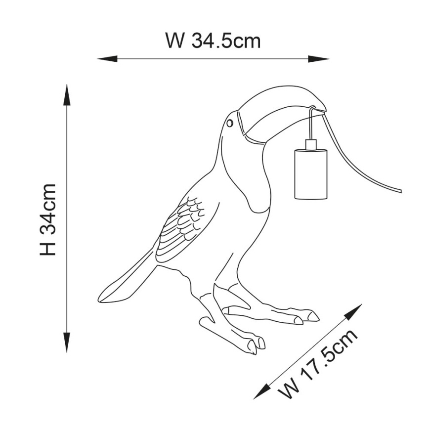 Endon 95077 - Bordlampe TOCO TOUCAN 1xE27/10W/230V guldfarvet