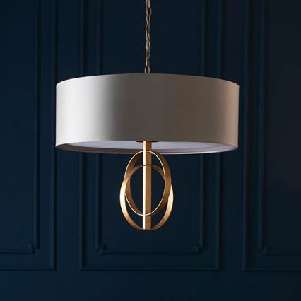 Endon 95211 - Kædeophængt lysekrone 5xE27/10W/230V Ø 70 cm grå/messing
