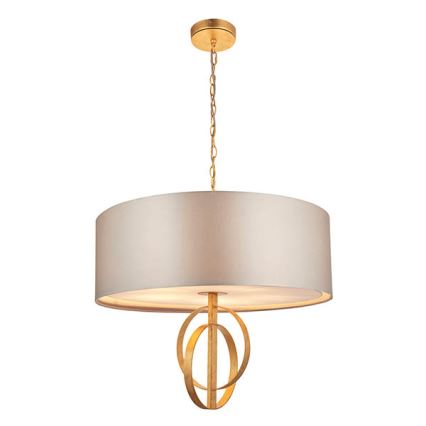 Endon 95211 - Kædeophængt lysekrone 5xE27/10W/230V Ø 70 cm grå/messing