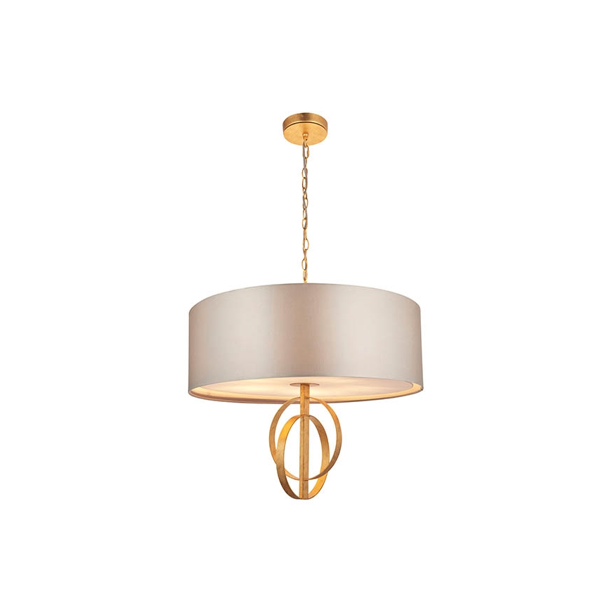 Endon 95211 - Kædeophængt lysekrone 5xE27/10W/230V Ø 70 cm grå/messing