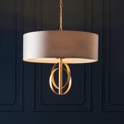 Endon 95211 - Kædeophængt lysekrone 5xE27/10W/230V Ø 70 cm grå/messing