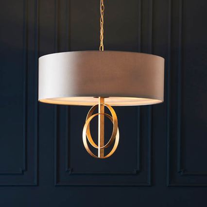 Endon 95211 - Kædeophængt lysekrone 5xE27/10W/230V Ø 70 cm grå/messing