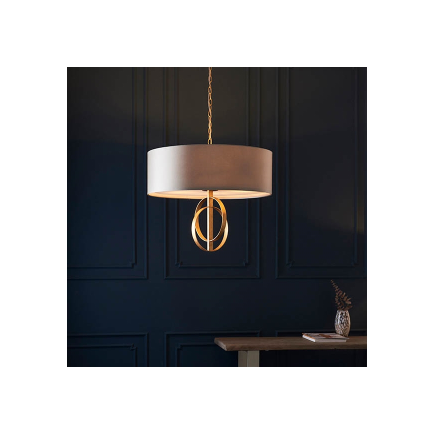Endon 95211 - Kædeophængt lysekrone 5xE27/10W/230V Ø 70 cm grå/messing