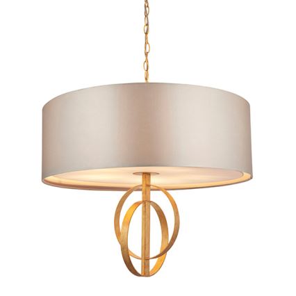Endon 95211 - Kædeophængt lysekrone 5xE27/10W/230V Ø 70 cm grå/messing