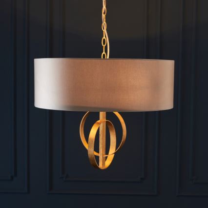 Endon 95212 - Lysekrone på kæde 3xE27/10W/230V Ø 60 cm grå/messing