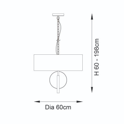 Endon 95212 - Lysekrone på kæde 3xE27/10W/230V Ø 60 cm grå/messing