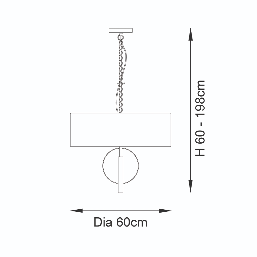 Endon 95212 - Lysekrone på kæde 3xE27/10W/230V Ø 60 cm grå/messing