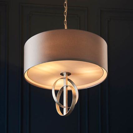 Endon 95216 - Lysekrone på kæde 3xE27/10W/230V Ø 60 cm grå