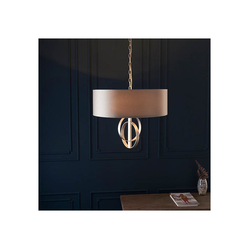 Endon 95216 - Lysekrone på kæde 3xE27/10W/230V Ø 60 cm grå